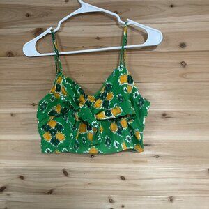 Nwt Green And Yellow Floral Crop Top